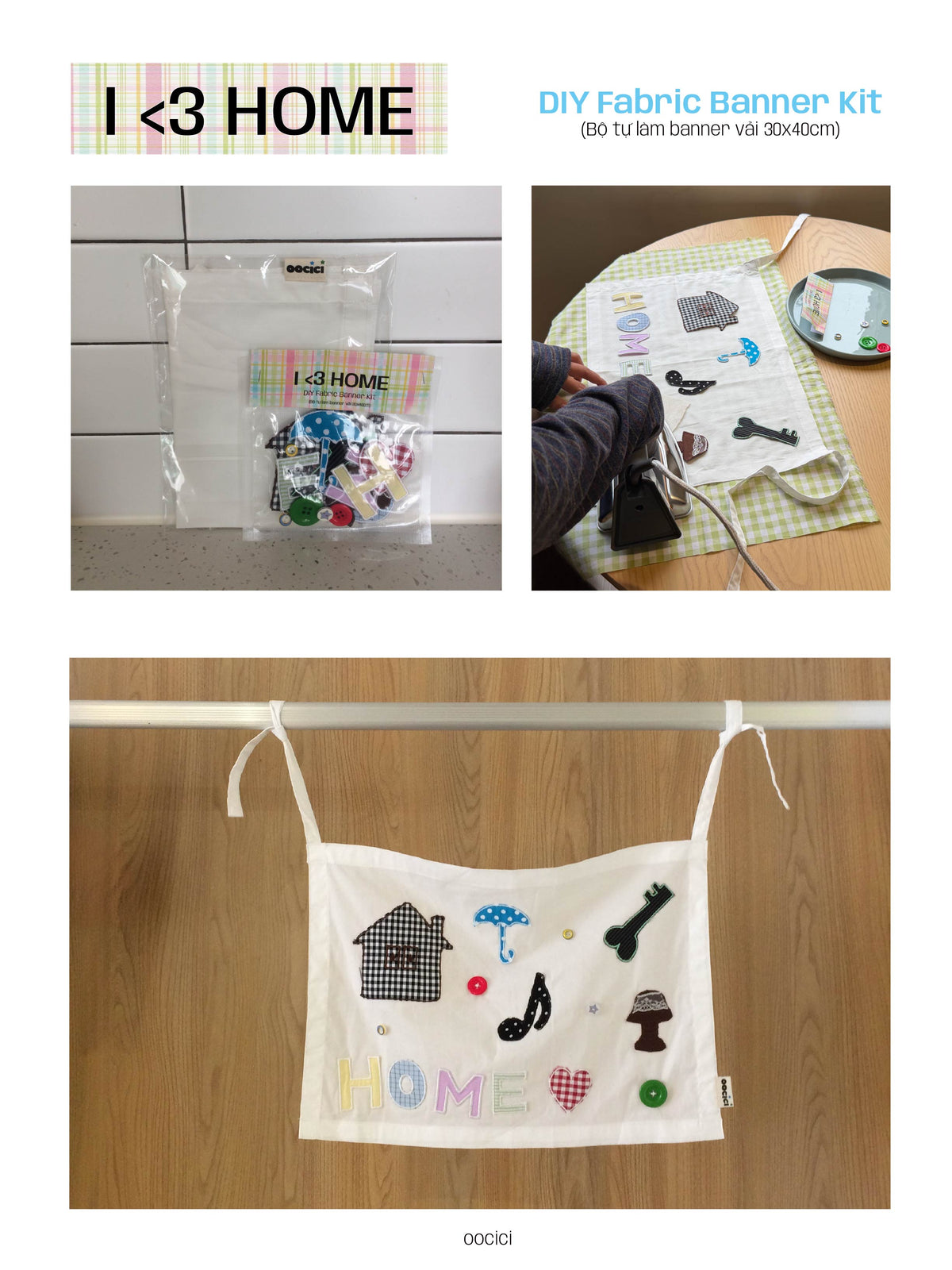 DIY Fabric Banner Kit - Bộ tự làm tranh vải/banner vải