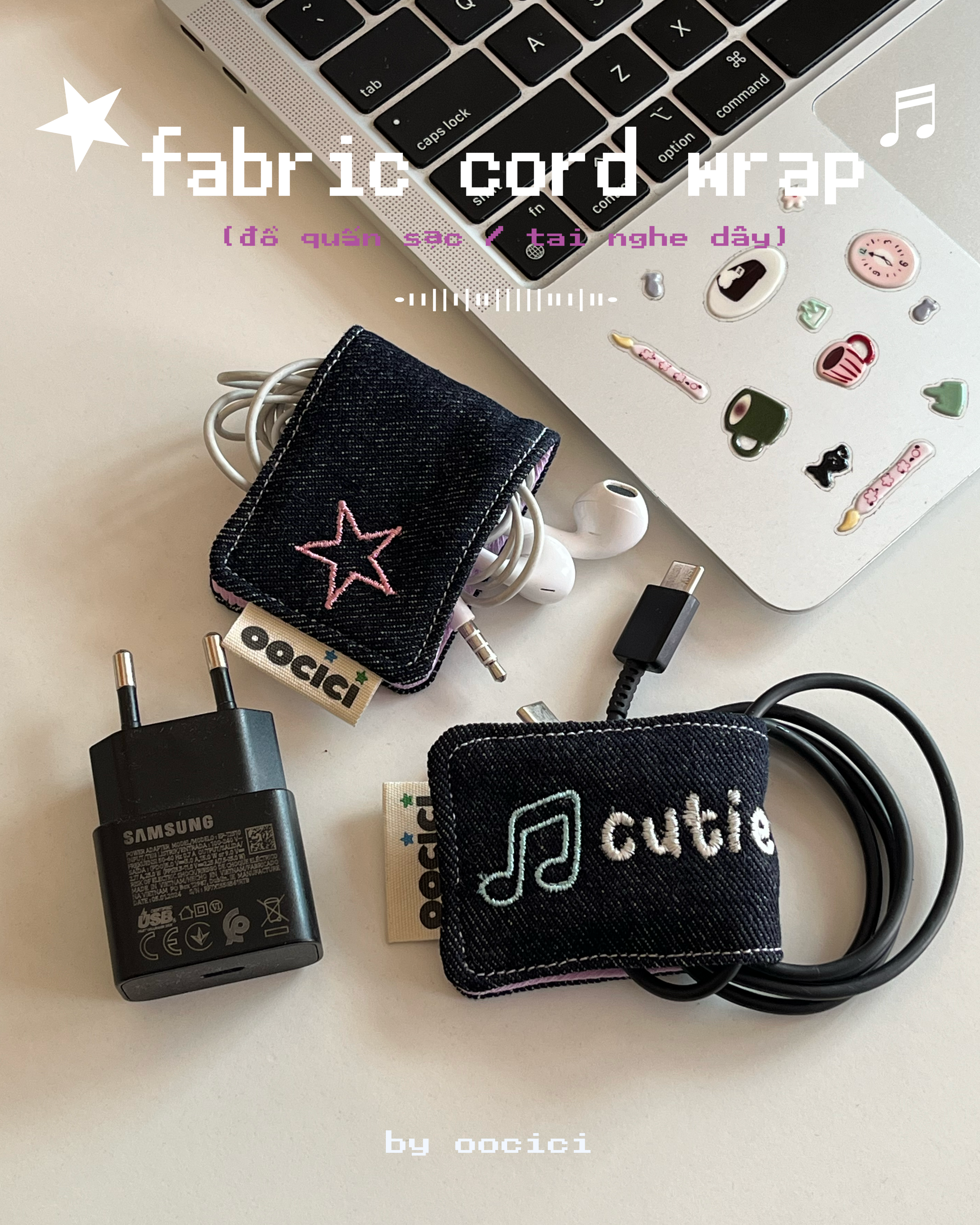 Fabric Cord Wrap – Đồ quấn dây sạc / tai nghe dây