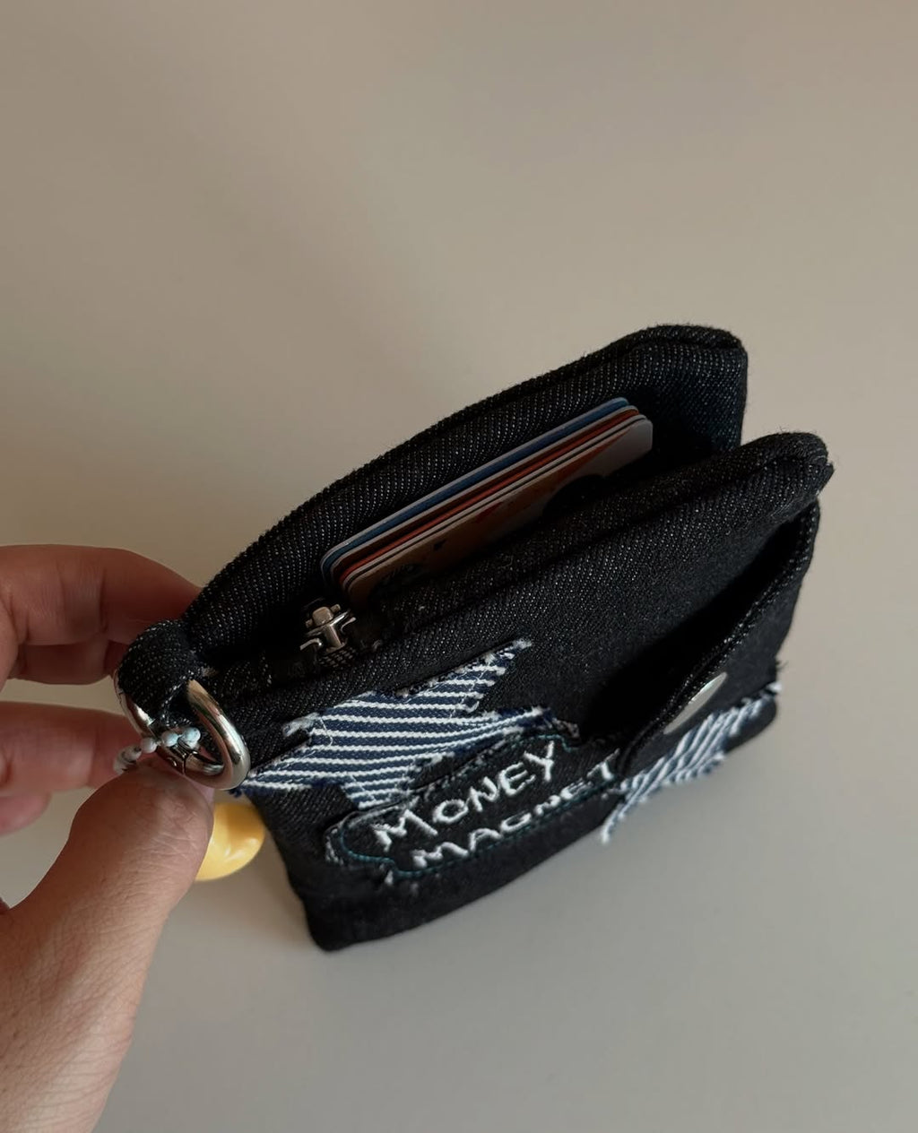 "MONEY MAGNET" DENIM WALLET