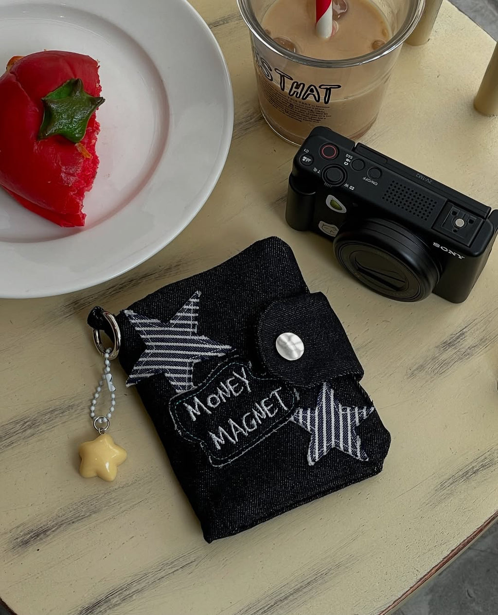 "MONEY MAGNET" DENIM WALLET