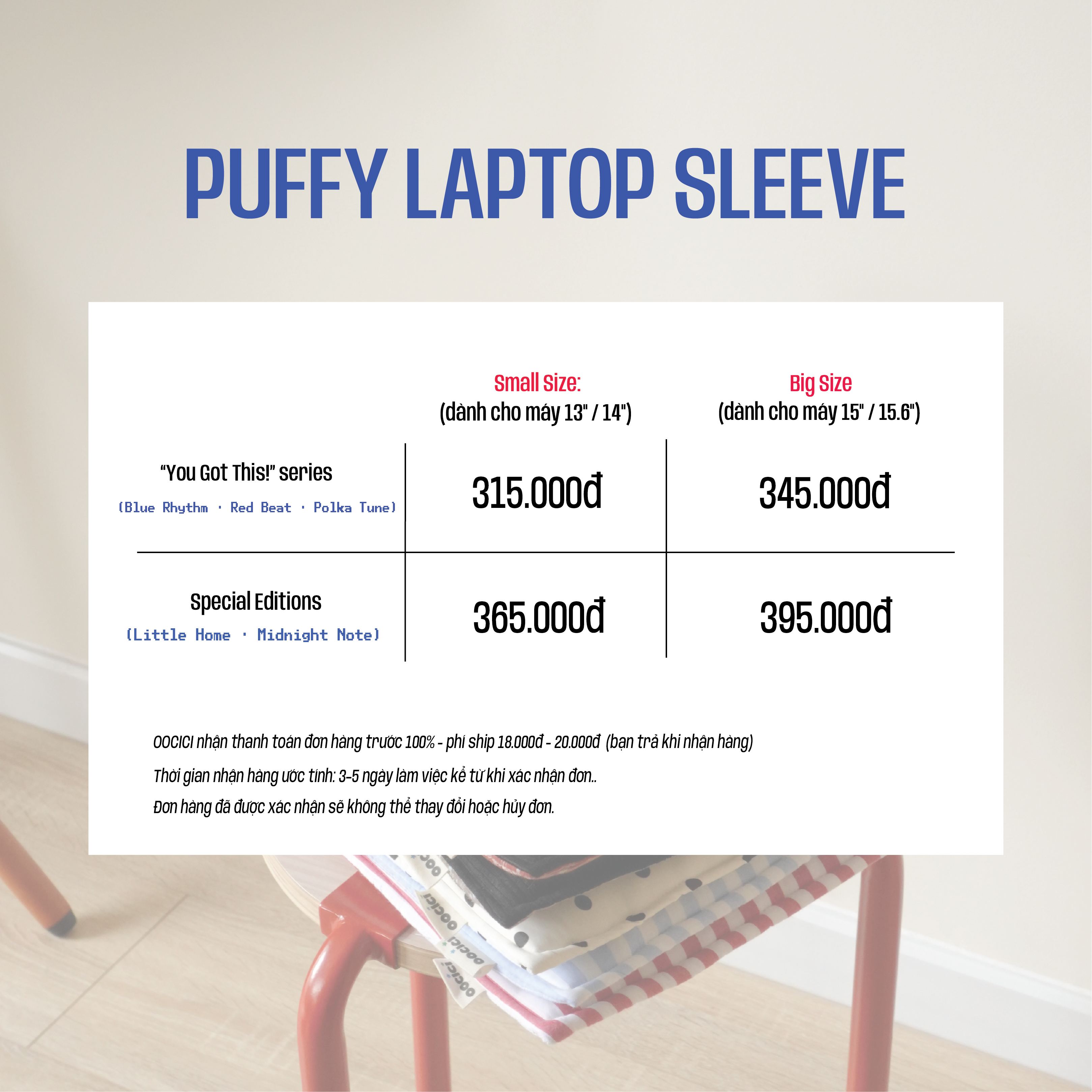 Puffy Laptop Sleeve - Túi laptop chần bông